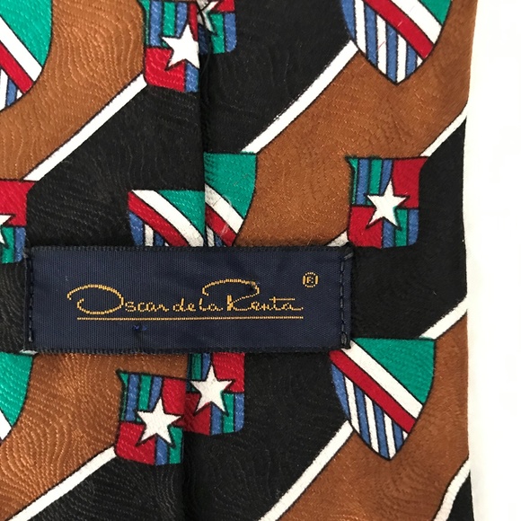 OSCAR DE LA RENTA SHEILDS & STRIPES NECK TIE - Picture 7 of 7